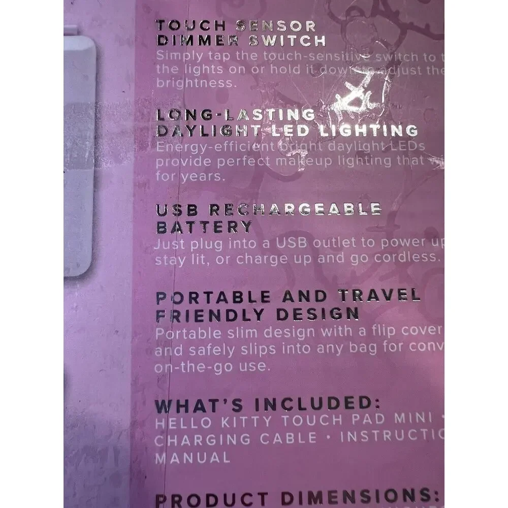 IMPRESSIONS HELLO KITTY TOUCH PAD MINI TRI-TONE LED MAKEUP MIRROR NEW